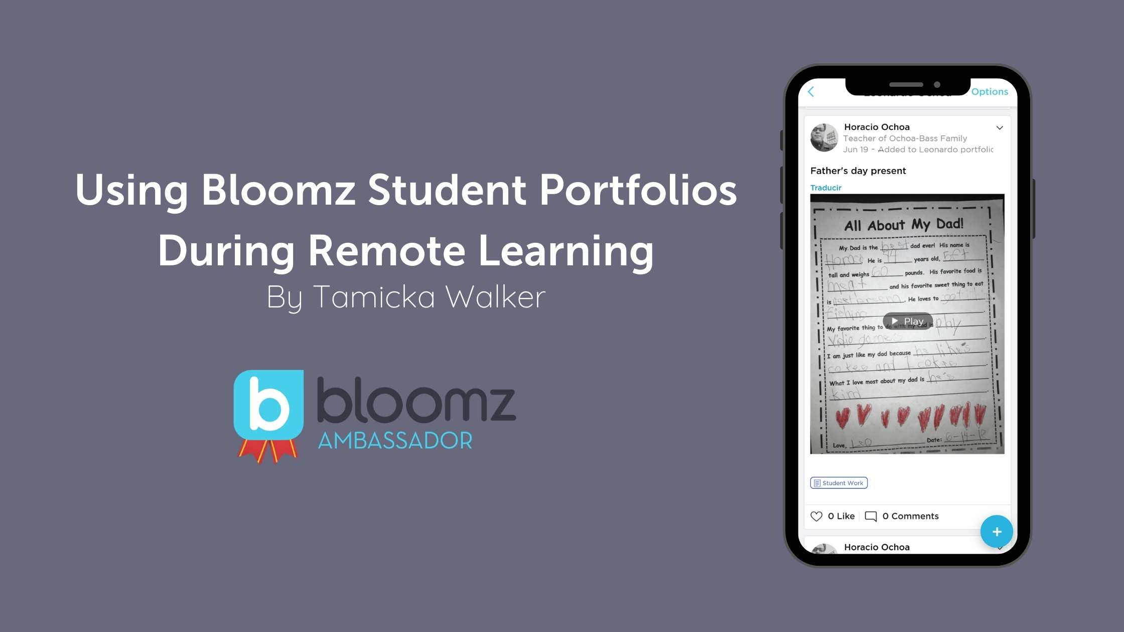 Using Bloomz Student Portfolios During Remote Learning